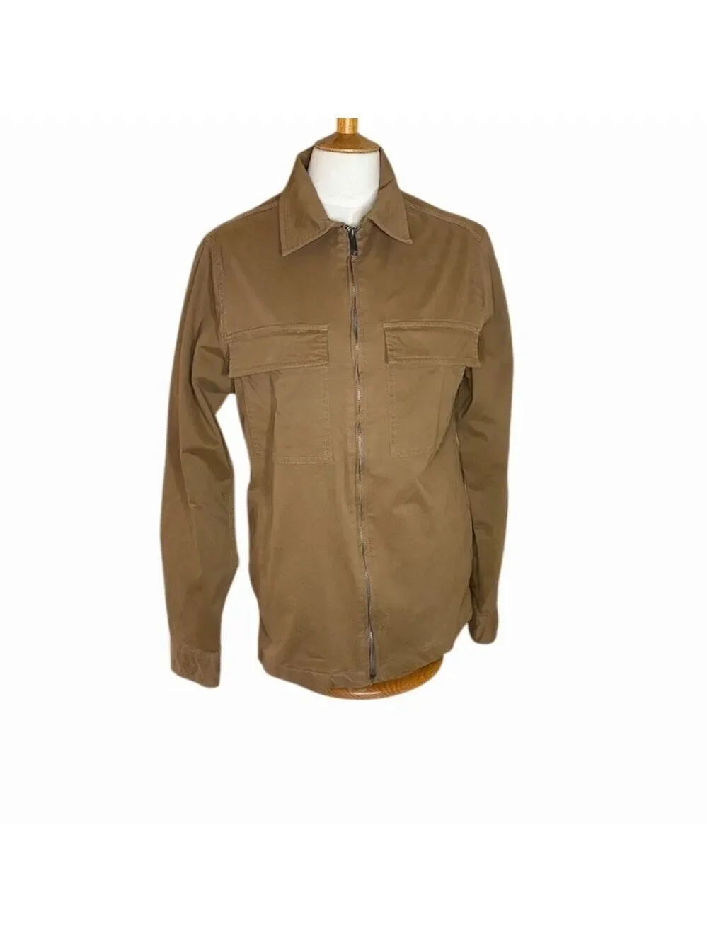 Denim & Flower Utility Shirt Jacket Mens S Brown Full Zip Workwear